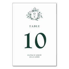 Emerald Greenery Vintage Botanical Wedding テーブルナンバー