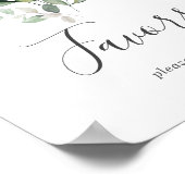 Emerald Greenery Wedding Favors Sign ポスター (角)