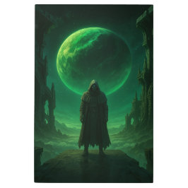 Emerald Guardian — Dark Cosmic Fantasy Art メタルプリント