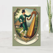 Emerald Irish Man Harp Scene Card カード (正面)