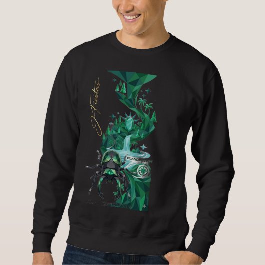 “Emerald Island Beetle – Nature-Inspired Black Lon スウェットシャツ (正面)