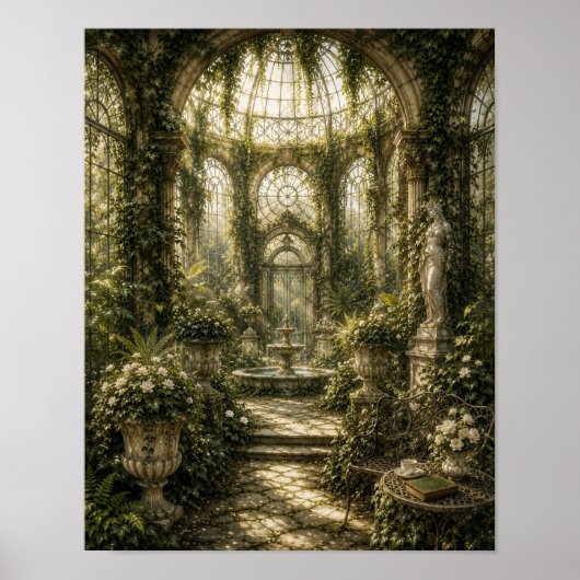 Emerald Ivy Conservatory Vintage Botanical Wall ポスター (正面)