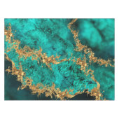 Emerald Jade Gold Splatter Abstract テーブルクロス (正面(横))