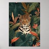 Emerald Jaguar – Tropical Botanical Art Poster ポスター (正面)