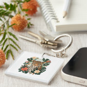 Emerald Jaguar Tropical Botanical Keychain キーホルダー (正面右)