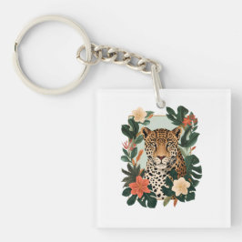 Emerald Jaguar Tropical Botanical Keychain キーホルダー