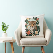 Emerald Jaguar Tropical Botanical Throw Pillow クッション (椅子)