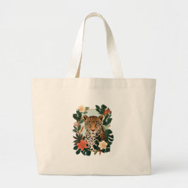 Emerald Jaguar Tropical Botanical Tote Bag ラージトートバッグ