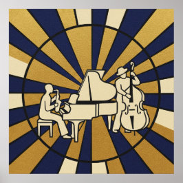 Emerald Jazz Diva Poster Green and Gold Music Art ポスター