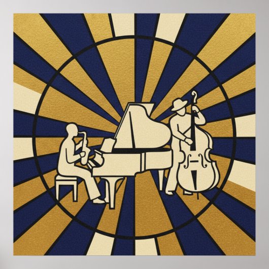 Emerald Jazz Diva Poster Green and Gold Music Art ポスター (正面)