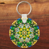Emerald Kaleidoscope Mandala – Sparkling Keychain キーホルダー (正面)
