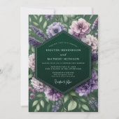 Emerald Lavender Moody Wedding 招待状 (正面)