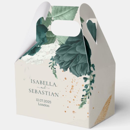 Emerald Leaf Rose Romantic Wedding フェイバーボックス (正面)