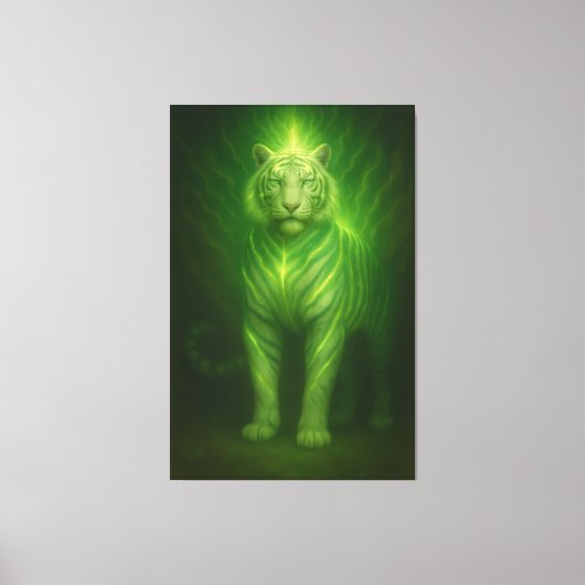 Emerald Light Guardian White Tiger – Standing Divi キャンバスプリント (正面)