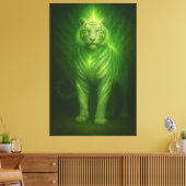 Emerald Light Guardian White Tiger – Standing Divi キャンバスプリント (インサイチュ (リビング))