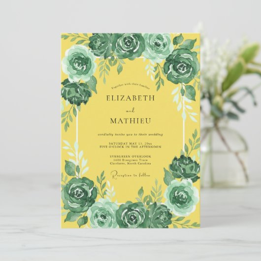 Emerald Lush Bloom Wedding 招待状 (スタンド正面)