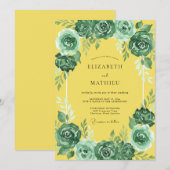 Emerald Lush Bloom Wedding 招待状 (正面/裏面)