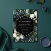 Emerald Lush Botanical Romance Wedding 招待状