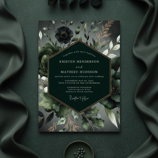 Emerald Lush Woodland Wedding 招待状