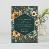 Emerald & Marigold Lush Botanical Wedding 招待状 (スタンド正面)
