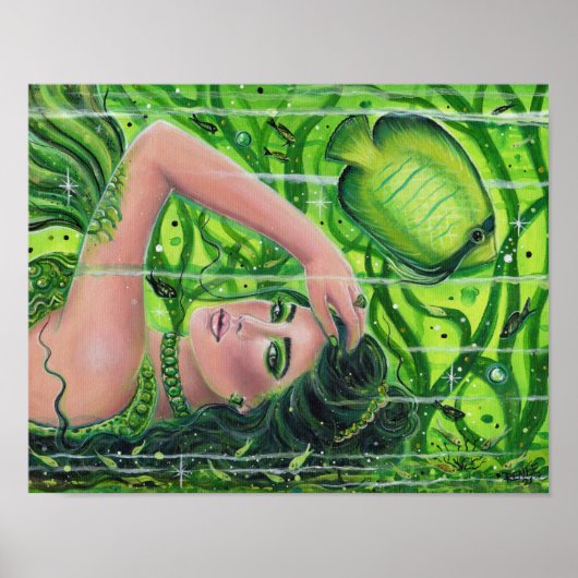 Emerald mermaid art by Renee L. Lavoie ポスター (正面)