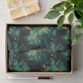 Emerald Mint Gold Watercolor Abstract Decoupage 薄葉紙 (ギフト)