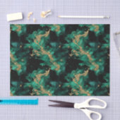 Emerald Mint Gold Watercolor Abstract Decoupage 薄葉紙 (クラフト)