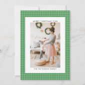 Emerald Mint Green Houndstooth Photo Christmas  シーズンカード (正面)
