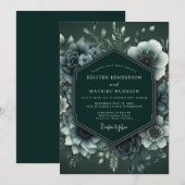 Emerald Moody Anemone Wedding 招待状 (正面/裏面)