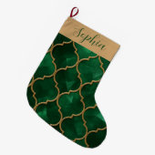 Emerald Moroccan Pattern – Luxury Style ラージクリスマスストッキング (正面 (吊り時))