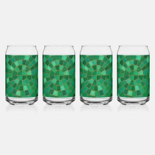 Emerald Mosaic Circle Pattern Art ガラス缶 (裏面)