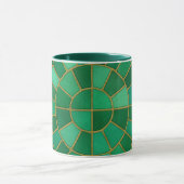 Emerald Mosaic Circle Pattern Art マグカップ (中央)