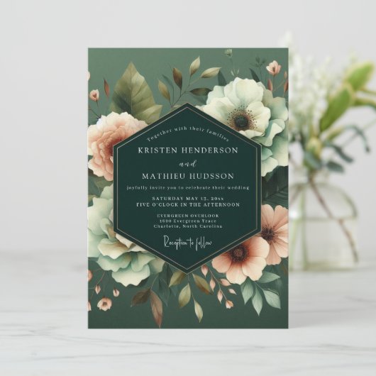 Emerald Nocturnal Bloom Wedding 招待状 (スタンド正面)