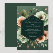 Emerald Nocturnal Bloom Wedding 招待状 (正面/裏面)
