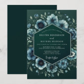 Emerald Nocturne Anemone Wedding 招待状 (正面/裏面)