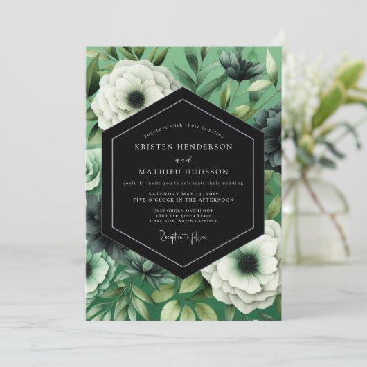 Emerald Noir Anemone Wedding 招待状 (スタンド正面)