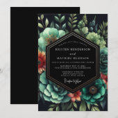 Emerald Orange Nocturne Wedding 招待状 (正面/裏面)