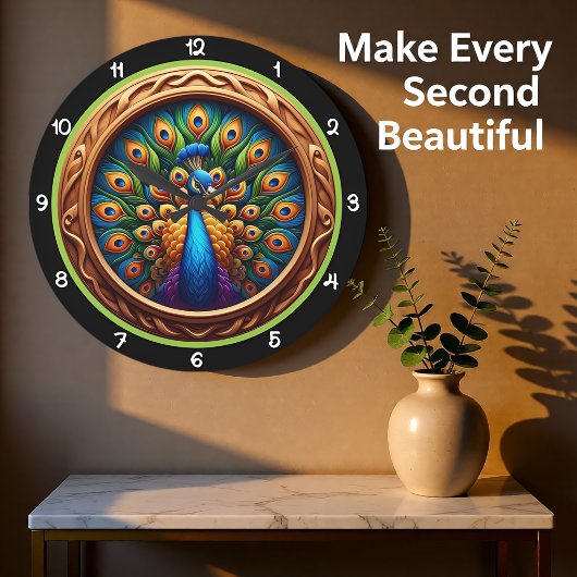 Emerald Peacock Radiant Heritage ラージ壁時計