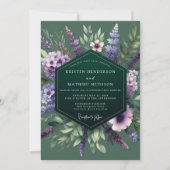 Emerald Purple Wildflower Wedding 招待状 (正面)