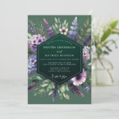 Emerald Purple Wildflower Wedding 招待状 (スタンド正面)