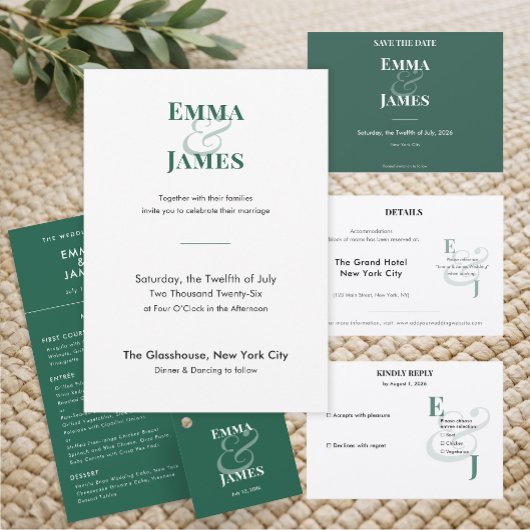 Emerald Reverse Minimalist Wedding | QR Elegant メニュー