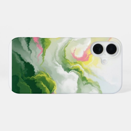 Emerald & Rose Abstract Marble iPhone 16ケース (裏面横)