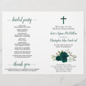 Emerald Roses DIY Fold Catholic Wedding Program (正面)