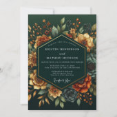 Emerald Russet Bloom ウェディング 招待状 (正面)
