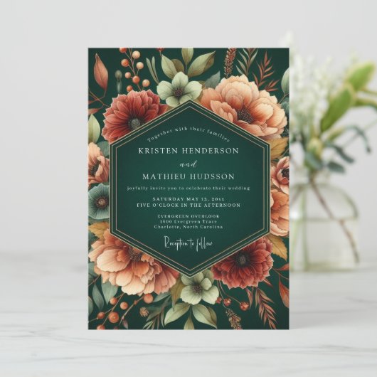 Emerald Rust Autumnal Wedding 招待状 (スタンド正面)