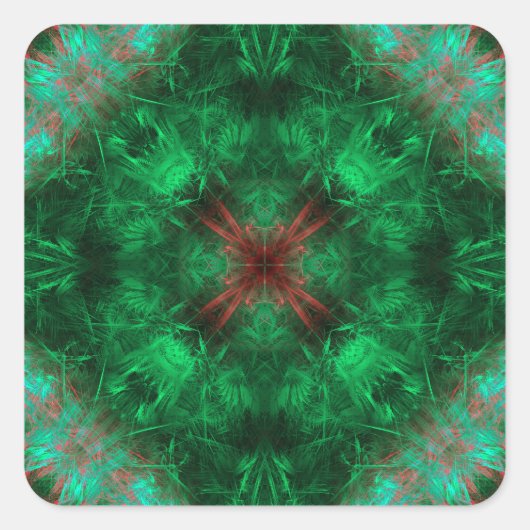 Emerald Sacred Geometry Fractal Art スクエアシール (正面)