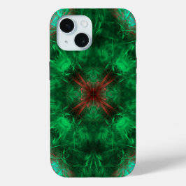 Emerald Sacred Geometry Fractal Art iPhone 15ケース