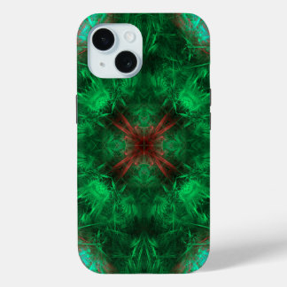 Emerald Sacred Geometry Fractal Art iPhone 15ケース