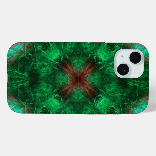 Emerald Sacred Geometry Fractal Art Case-Mate iPhoneケース (裏面 (横))