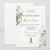Emerald sage Spanish Wedding Invitation 招待状 (正面/裏面)
